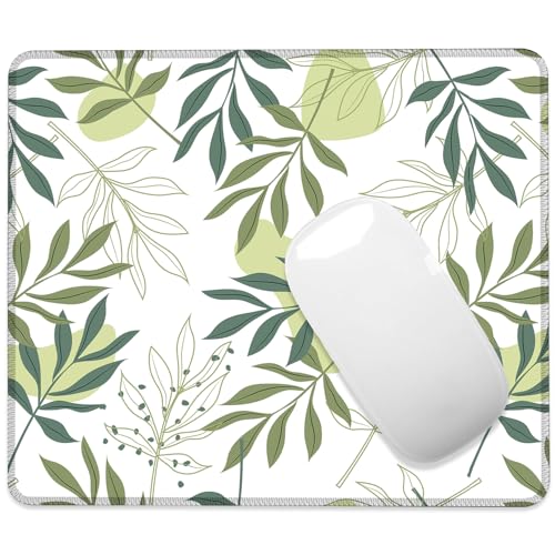 Artistic Leaves Mouse Pad Square Mouse Pads with Stitched Edge, Computer Mousepad with Non-Slip Rubber Base for Computer Laptop Office Desk Accessories 9.5x8 Inches - color: Artistic Leaves