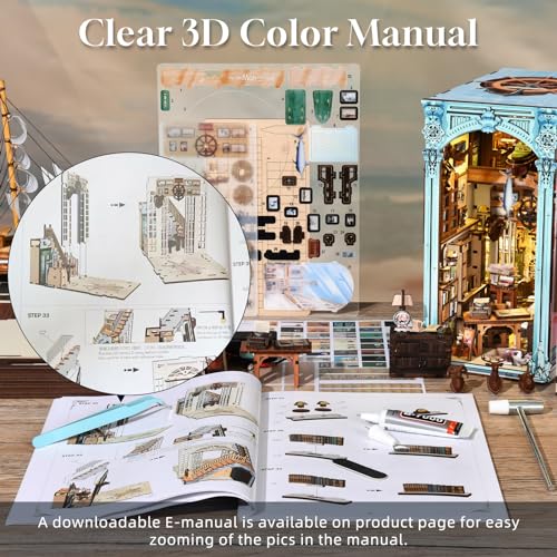 MiniCity Hemingway House Book Nook Kit, 3D Wooden Bookshelf Puzzle with LED | Create Hemingway's study for display; LED, dust cover, glue/tools and guide included; 700 pieces, 10-12 hr build, ages 14+. - style: Hemingway House