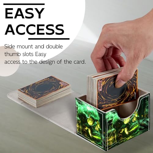 Trading Card Storage Box, Holds 100+ for MTG Cards, PU Leather with Magnetic Closure, Glowing Poison Skull Potion Durable Deck Box for Magic the Gathering, Trading Card Games - color: Glowing Poison Skull Potion