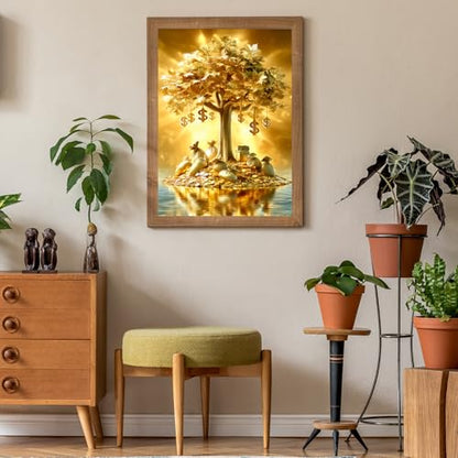 Puzzles for Adults 500 Pieces, Fortune Tree Jigsaw Puzzles - Golden Money Tree, Impossible Money Puzzle for Seniors Families,20.47x14.96 inches, 1:1 Poster, Letter on The Back - style: Golden Money Tree