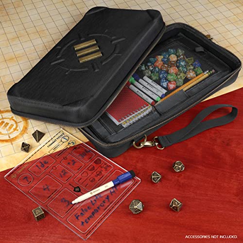 ENHANCE Tabletop Community DnD Dice Case and Rolling Tray - Holder and Storage for up to 500 RPG Dice with Rugged Protective Design, Soft Interior, and Organizer Pockets (500 Capacity)