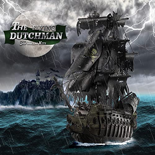 Piececool 3D Puzzles with DIY Tool Sets, Flying Dutchman Pirate Ship Model Building Kits, Difficult 3D Metal Puzzles for Adults, Great Christmas Birthday Gifts - color: Flying Dutchman Ship with Tool