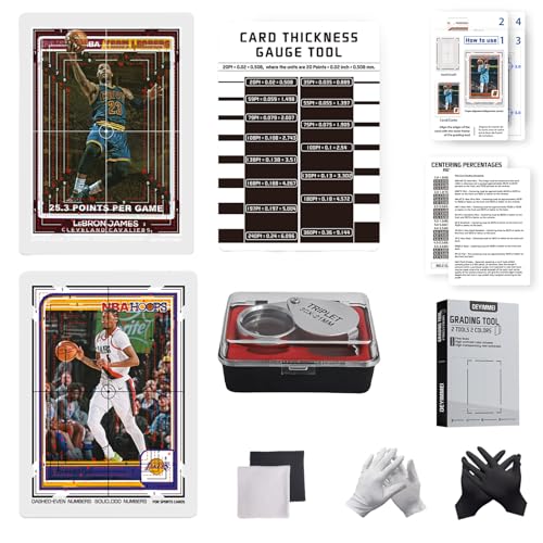 Deyimmei Sports Cards Grading Kit with Thickness Measuring Card, Card Centering Grading Tool, Sports Card Inspection Kit and Trading Card Measuring Tools for PSA BGS Grading