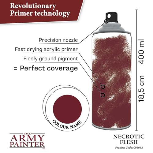 The Army Painter Color Primer Spray Paint, Necrotic Flesh, 400ml, 13.5oz - Acrylic Spray Undercoat for Miniature Painting - Spray Primer for Plastic Miniatures | Primer spray base per miniature e modellismo, plastica Wargames, DnD e Warhammer - color: Nec