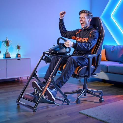 VEVOR Racing Wheel Stand, Adjustable & Foldable Simulator Stand for Logitech G923 G920 G29 G27, Thrustmaster T300RS TX F458 T500RS T3PA-PRO(F1/GT) Gaming Cockpit,Pedals Simulator NOT Included,Compact - size: X-shaped lite