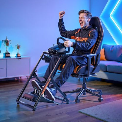 VEVOR Racing Wheel Stand, Adjustable & Foldable Simulator Stand for Logitech G923 G920 G29 G27, Thrustmaster T300RS TX F458 T500RS T3PA-PRO(F1/GT) Gaming Cockpit,Pedals Simulator NOT Included,Compact - size: X-shaped lite