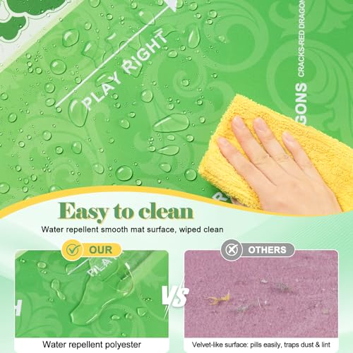 Shipped Rolled Mahjong Mat with Rules Without Creases, 3mm, 32.5" x 32.5" | Anti-Slip Rubber Base, Travel-ready with Carry Bag, Soft & Water-Repellent Surface, Noise-Reduce, for Poker & Card game - color: Green