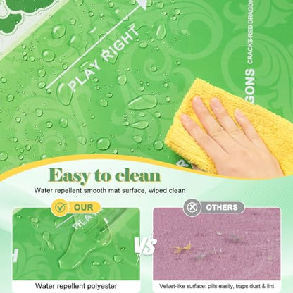 Shipped Rolled Mahjong Mat with Rules Without Creases, 3mm, 32.5" x 32.5" | Anti-Slip Rubber Base, Travel-ready with Carry Bag, Soft & Water-Repellent Surface, Noise-Reduce, for Poker & Card game - color: Green