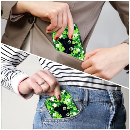 Card Holder Credit Cards Holder for Women RFID wallet women Business Card Holder Wallet Mini Aluminum Card Wallet RFID Blocking Slim Metal Hard Card for Women, Flower Cat - color: Flower Cat