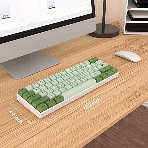 Fogruaden 60 Percent Mechanical Matcha Gaming Keyboard - 60% Red Switch, RGB Backlit, Wired with MDA PBT Keycaps for Win/Mac PC Laptop - color: 61 Matcha/ Red Switch