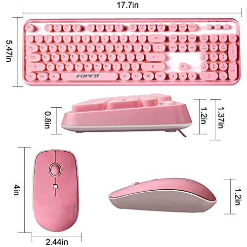 FOPETT Keyboard and Mouse Sets Wireless, Reliable 2.4 GHz Connectivity for PC,Laptop,Smart TV and More (Pink) - color: V2020 Pink