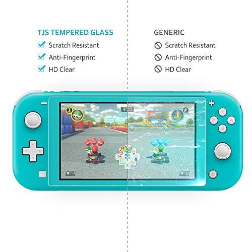 TJS Screen Protector for Nintendo Switch Lite Model 2019 5.5" (Clear) | 2 Pack Tempered Glass Screen Protector Works While Docking 0.3mm Thickness/Bubble Free/Ultra Clear/9H Hardness/Anti-Scratch - size: Nintendo Switch Lite 5.5''