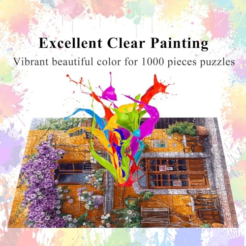 Puzzles for Adults 1000 Pieces, Cafe Jigsaw with Poster Letter on Back, Unique Pieces Fit Well No Dust (27.5"x19.6") - color: Cafe