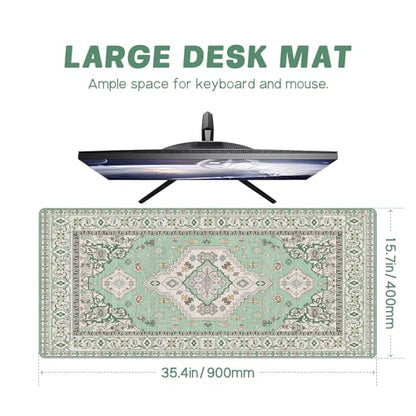 Baziabbo Green Desk Mat,XXL Extended Big Mouse Pad,Gaming Mousepad with Stitched Edge,Non-Slip Rubber Base Keyboard Desk Pad for Home Office Study Game - color: Green