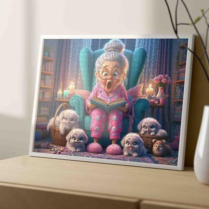 Surprised Grandma Jigsaw Puzzles 1000 Pieces for Adults Old Woman Reading Book Puzzles Suitable for All Toy Enthusiasts Family Activity Perfect for Game Night 19.7 X 27.6 Inches - color: Old Woman-a02