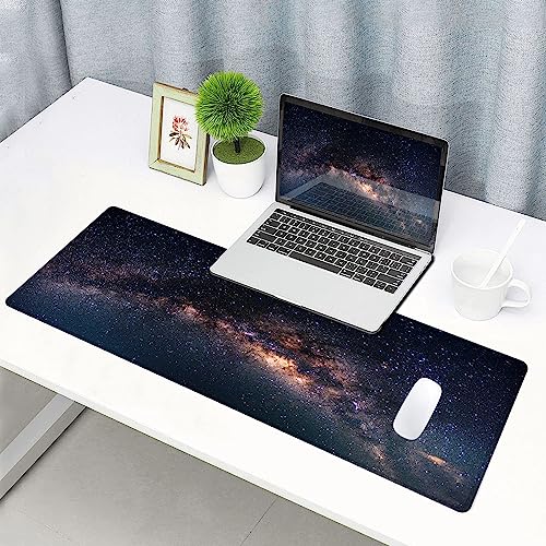 Large Gaming Mouse Pad with Stitched Edges, Galaxy Desk Mat, Extended XL Keyboard Pad, Non-Slip Rubber Base Desk Pad for Keyboard and Mouse, 31.5X11.8 inch - color: 05 Galaxy