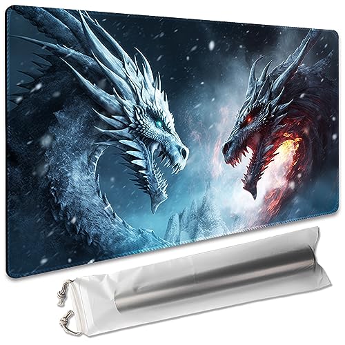 Board Game 14x24in MTG Playmat Compatible for OCG CCG RPG TCG Playmats (Dragon Fight) - color: Dragon Fight