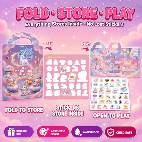 Reusable Jelly Sticker Books for Girls 3-8, Toddlers 2-4, 4 Sets | Unicorn, Mermaid, Ballet & Doll | Reusable Jelly Stickers Silicone | 3D Puffy Window Cling | Travel Gift | Girls Ages 2-8 - style: Unicorn/Mermaid/Ballet/Doll