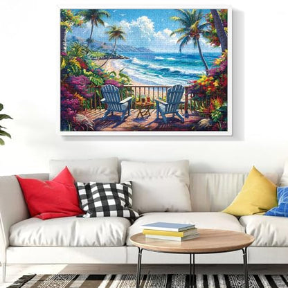 Jigsaw Puzzles for Adults 500 Pieces, Interlock Perfectly Letter on Back No Dust, Home Decor Birthday Party Gift Toy for Men Women Elders Seniors, 1:1 Poster Educational Toys & Games | 20.5 x 15 in - style: Beach Puzzle