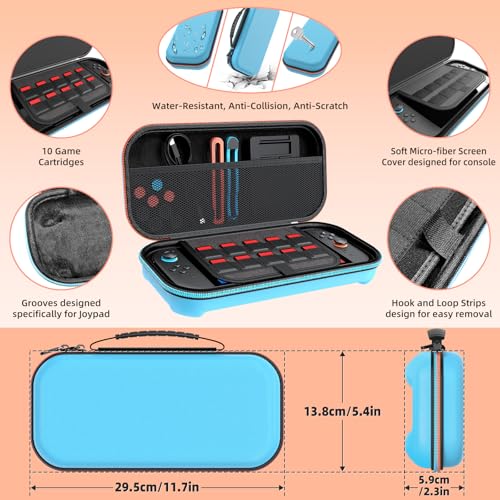 Switch 2 Accessories Bundle, 30-in-1 Kit for Nintendo Switch 2, Blue | Carrying Case, Controller Charger Dock, Grips for JoyCon, Steering Wheels, Wrist &Leg Strap, Switch 2 Console Protective Case - color: Blue (30Pcs)