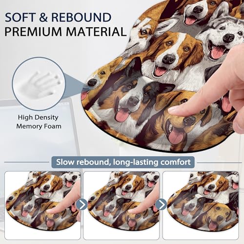 Wrist Rest Mouse Pad and Keyboard Support Set,Cute Dog 3 in 1 Ergonomic Memory Foam Mousepad with Non Slip Base, Gaming Mouse Pad for Office and Home - color: Cute Dog