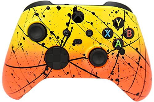 Hand Airbrushed Fade Custom Controller Compatible with Xbox Series X/S & Xbox One (Series X/S Orange & Yellow) - color: Series X/S Orange & Yellow