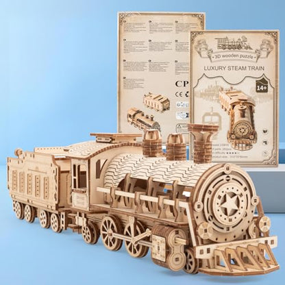 3D Puzzles Luxury Train Wooden DIY Building Model Kit | For Adults, Gifts - style: Luxury Train