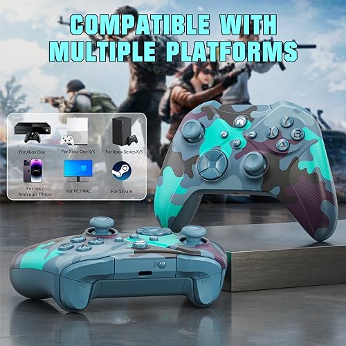 Xexvyrin Wireless for X-Box Controller, Compatible with X-box One X|S, Series PC, Special Edition Custom Controller 6-Axis Motion Control/3.5mm Audio Jack/Dual Vibration/Macro Function/Turbo（ Blue）