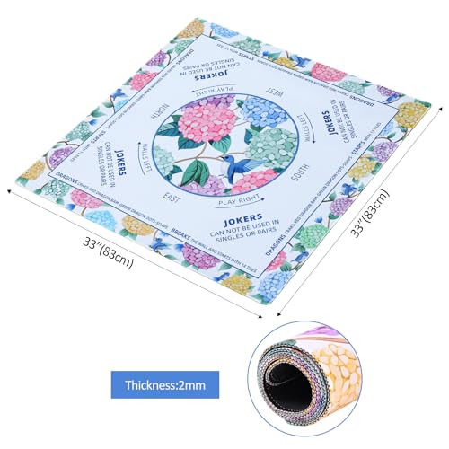 TIASUSAN American Mahjong Learning Mat (33” x 33”) with Black Carrying Bag, Anti-Slip, Noise-Reducing Mahjong Mat for Table - color: Colourful