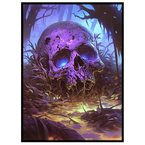 Kabinka MTG Card Sleeves - 100 Standard Size Pack Clear Front & Matte Finish Back with Skull, Premium Sleeves for Magic The Gathering TCG - color: Skull