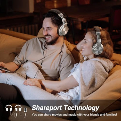 OneOdio A70 Bluetooth Over Ear Headphones, Wireless Headphones w/ 72H Playtime, Hi-Res, 3.5mm/6.35mm Wired Audio Jack for Studio Monitor & Mixing DJ E-Guitar AMP, Computer Laptop PC Tablet - Silver - color: Silver