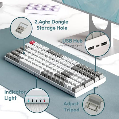 RK ROYAL KLUDGE RK100 Wireless Mechanical Keyboard RGB Backlit Bluetooth5.1/2.4G/Wired 96% Full Size 100-Key Hot Swappable Gaming Keyboard Brown Switch Classic - color: Classic, size: Hot Swappable Brown Switch