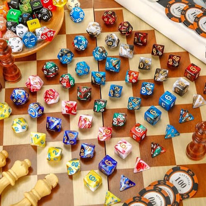 350 Pcs Dice Sets Bulk with Drawstring Bag Polyhedral Dice Sets Multi Role Playing Table Game D4 D6 D8 D10 D% D12 D20 (Mixed Style) - style: Mixed Style