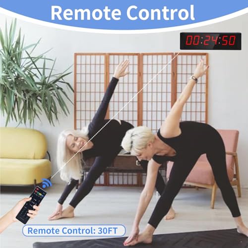 Large Stopwatch with Start/Stop Button, LED Digital Timer with Remote, Countdown Clock with Buzzer, Gym Clock for Home Gym, Interval Timer for Workout, Rechargeable (with Stand) - style: Rechargeable(with stand)
