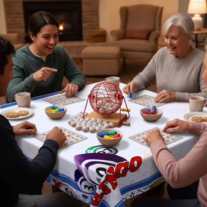 Hahafelt Bingo Table Cloth for Card Game 55 x 55 Inch Casino Table Cover | Square Table Cover, Washable, Casino Theme Party Supplies, Card Game, Indoor and Outdoor Dining Various Gatherings Party Gift