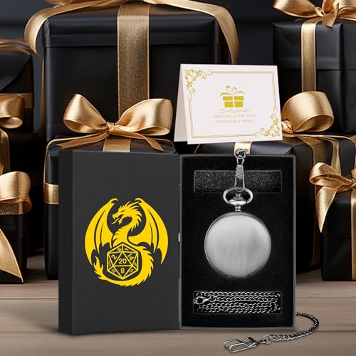 Mini DND Dice Set with Smooth Pocket Watch Shell Case, 7pcs Polyhedral Metal D&D Dice Accessories, DND Gifts with Box for Player, Role Playing Board Games Accessories, DND Gifts, Dark Silver - color: Dark Silver