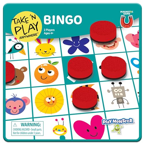PlayMonster Take N Play Anywhere Bingo - Magnetic Pieces in Magnetic Travel Friendly Tin for Fun on the Go- For Ages 4+ - style: Bingo