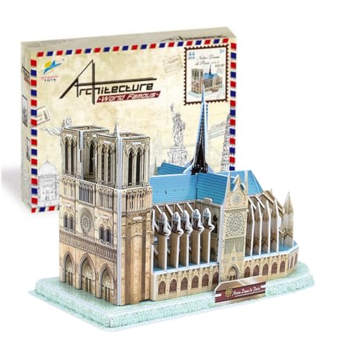 Architecture World Famous of 3D Puzzle.Build Your Own Collection of 17 Global Landmarks (Notre Dame, Colosseum) - Educational DIY Model Kit for Kids & Adults. (Notre Dame DE Paris) - color: Notre Dame De Paris