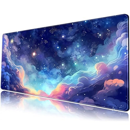 Pastel Anime Space Desk Mat Nebula View Cute Aesthetic Desk Pad Stars Galaxies Deep Dark Blue Cosmos Large Mouse Pad Extended Gaming Mousepad XL Laptop Keyboard Mouse Mat 31.5"x11.8" - color: Anime Space