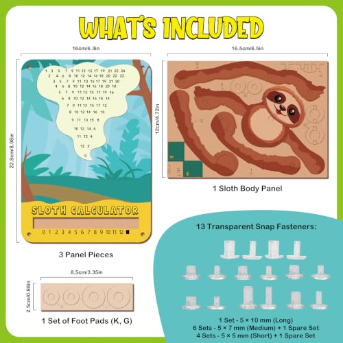 Sloth Calculator Math Toy, Montessori Math Manipulatives for Kids, Addition & Multiplication Practice Board, Hands-On STEM Learning Toy for Classroom & Homeschool, Gift for Ages 6+