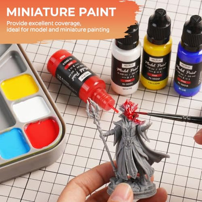 Nicpro 12 Colors Acrylic Model Ink Paint Set, 20ml Ready to Use Modeling Acrylic Inks, Brush & Airbrush Miniature Paint Set for Glazing Tinting Shading, Fantasy, Sci-Fi Models & 3D Prints with Thinner - style: Ink Model Paint