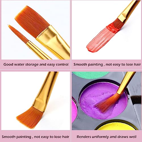 AROIC Acrylic Paint Brushes, 6 Packs/60 pcs Nylon Hair Paint Brush Set for All Purpose Oil Watercolor Painting Artist Professional Kits (Pink) - size: 60pcs-pink