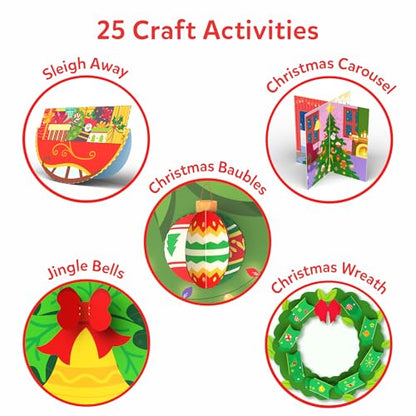Skillmatics Scissor Skills Preschool Activity Book – Snip Snip Christmas | 25 Cutting Activities for Preschoolers, 2 Child–Safe Scissors, Felt Craft Kit, Fun Gift for Kids Ages 3, 4, 5, 6, 7 - style: 6. Holiday Magic