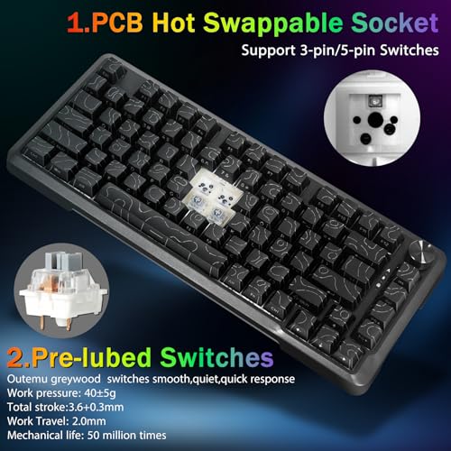 E-YOOSO 75% Wired Mechanical Keyboard, Creamy Sound, RGB Backlit, Black | Hot Swappable Pre-lubed Linear Switches, Gasket Structure, Knob Control, Portable Compact Custom Gaming Keyboard for PC - color: Black,Linear Switch