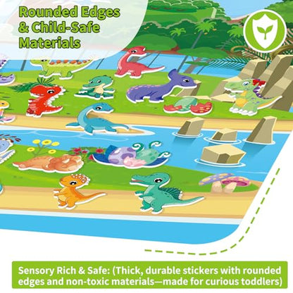 Kalysky 6 Set (260pcs) Reusable Sticker Books for Toddlers 1-3 2-4, Kids 3D Puffy Stickers (Dinosaurs, Forest, Town, Pets, Construction, Insects), Sticker Activity Books - color: 6 Set -Dinosaurs/Forest/Town/Pets/Construction/Insects