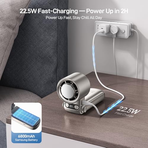 EPICKA Portable Handheld Fan with Ice Cooler - 25H Runtime, Rechargeable 6800mAh Personal Turbo Fan with Power Bank, Fast Charging, 0-100 Speed, Gifts for Women, Summer Travel Essentials, Gold - color: Gold