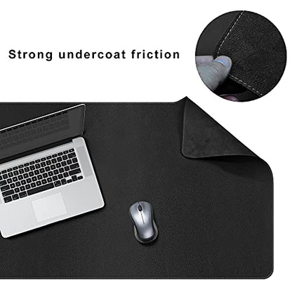CENNBIE Leather Desk Mat, 66.9" x 23.6" Desk Mat on top of desks (Black) | Premium Stitched Edges Resist Wear. Waterproof, Non-Slip & Easy To Clean. Protects Desk From Scratches. For Office & Home. - color: Black, size: 23.6" x 66.9"