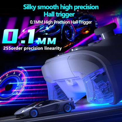YUYIU Wireless Gaming Controller for PC, Switch, Steam Deck, Android, iOS | Bluetooth Controller with Hall Effect Joystick/RGB/1000Hz/Turbo/Macro/800mAh Battery/6-Axis Gyro/Vibration (White) - color: White