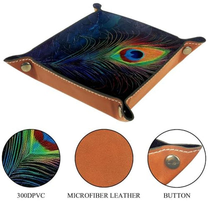 Neon Peacock Feather Dice Tray Dice Rolling Tray Folding Dice Holder for Dice Games, Like RPG, DND and Other Table Games - color: Multi 12