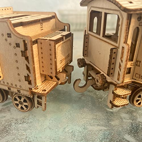 Express Train - DIY 3D Wooden Puzzle Model Kit - Laser Cut Wooden Puzzle Craft Kit, Brain Teaser Educational Building Model Toy for Kids -Mechanical Train Model Kits